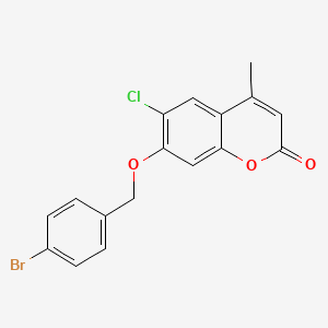 molecular formula C17H12BrClO3 B3706795 7-[(4-BROMOPHENYL)METHOXY]-6-CHLORO-4-METHYL-2H-CHROMEN-2-ONE 