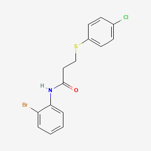 molecular formula C15H13BrClNOS B3706818 N-(2-bromophenyl)-3-[(4-chlorophenyl)thio]propanamide 