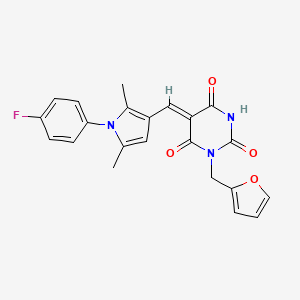 molecular formula C22H18FN3O4 B3706852 5-{[1-(4-fluorophenyl)-2,5-dimethyl-1H-pyrrol-3-yl]methylene}-1-(2-furylmethyl)-2,4,6(1H,3H,5H)-pyrimidinetrione 