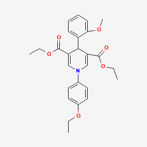 molecular formula C26H29NO6 B3706862 3,5-DIETHYL 1-(4-ETHOXYPHENYL)-4-(2-METHOXYPHENYL)-1,4-DIHYDROPYRIDINE-3,5-DICARBOXYLATE 