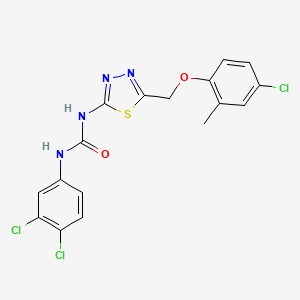 molecular formula C17H13Cl3N4O2S B3706909 1-{5-[(4-Chloro-2-methylphenoxy)methyl]-1,3,4-thiadiazol-2-yl}-3-(3,4-dichlorophenyl)urea 