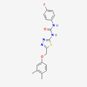 molecular formula C18H17FN4O2S B3706955 1-{5-[(3,4-Dimethylphenoxy)methyl]-1,3,4-thiadiazol-2-yl}-3-(4-fluorophenyl)urea 