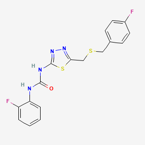 molecular formula C17H14F2N4OS2 B3706965 1-(5-{[(4-Fluorobenzyl)sulfanyl]methyl}-1,3,4-thiadiazol-2-yl)-3-(2-fluorophenyl)urea 