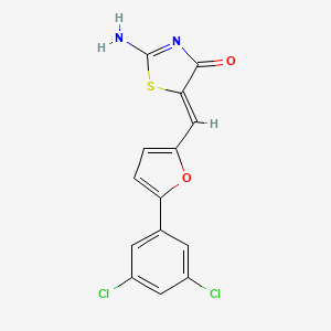 molecular formula C14H8Cl2N2O2S B3707009 5-{[5-(3,5-DICHLOROPHENYL)-2-FURYL]METHYLENE}-2-IMINO-1,3-THIAZOLAN-4-ONE 