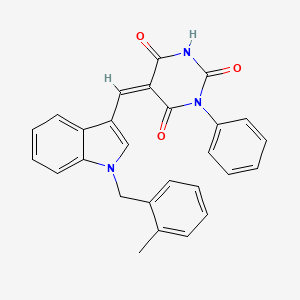 molecular formula C27H21N3O3 B3707038 5-{[1-(2-methylbenzyl)-1H-indol-3-yl]methylene}-1-phenyl-2,4,6(1H,3H,5H)-pyrimidinetrione 