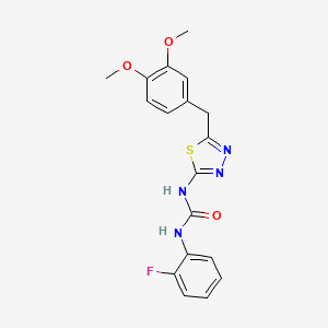 molecular formula C18H17FN4O3S B3707058 N-[5-(3,4-dimethoxybenzyl)-1,3,4-thiadiazol-2-yl]-N'-(2-fluorophenyl)urea 