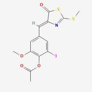 2-iodo-6-methoxy-4-{[2-(methylthio)-5-oxo-1,3-thiazol-4(5H)-ylidene]methyl}phenyl acetate