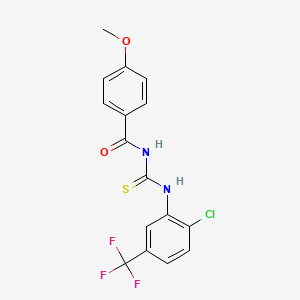 molecular formula C16H12ClF3N2O2S B3707222 N-{[2-chloro-5-(trifluoromethyl)phenyl]carbamothioyl}-4-methoxybenzamide 