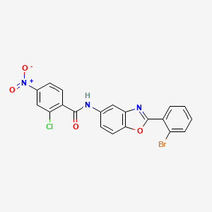 molecular formula C20H11BrClN3O4 B3707273 N-[2-(2-bromophenyl)-1,3-benzoxazol-5-yl]-2-chloro-4-nitrobenzamide 