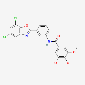 molecular formula C23H18Cl2N2O5 B3707297 N-[3-(5,7-dichloro-1,3-benzoxazol-2-yl)phenyl]-3,4,5-trimethoxybenzamide 