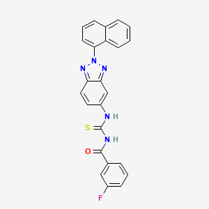 molecular formula C24H16FN5OS B3707306 3-fluoro-N-[(2-naphthalen-1-ylbenzotriazol-5-yl)carbamothioyl]benzamide 