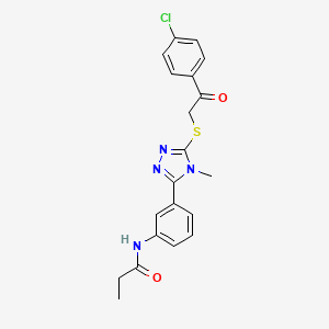 molecular formula C20H19ClN4O2S B3707314 N-[3-(5-{[2-(4-chlorophenyl)-2-oxoethyl]sulfanyl}-4-methyl-4H-1,2,4-triazol-3-yl)phenyl]propanamide 