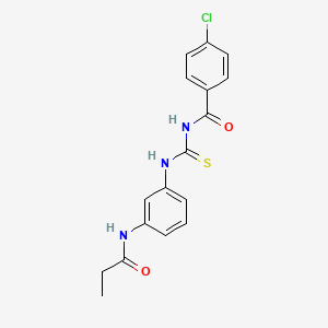 molecular formula C17H16ClN3O2S B3707336 4-chloro-N-({[3-(propionylamino)phenyl]amino}carbonothioyl)benzamide 