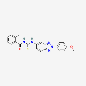 molecular formula C23H21N5O2S B3707354 N-{[2-(4-ethoxyphenyl)-2H-benzotriazol-5-yl]carbamothioyl}-2-methylbenzamide 