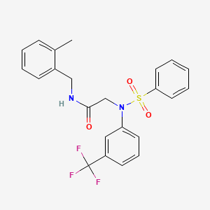 molecular formula C23H21F3N2O3S B3707389 N~1~-(2-methylbenzyl)-N~2~-(phenylsulfonyl)-N~2~-[3-(trifluoromethyl)phenyl]glycinamide 