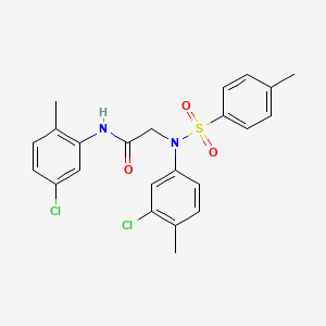 molecular formula C23H22Cl2N2O3S B3707393 N~2~-(3-chloro-4-methylphenyl)-N~1~-(5-chloro-2-methylphenyl)-N~2~-[(4-methylphenyl)sulfonyl]glycinamide 