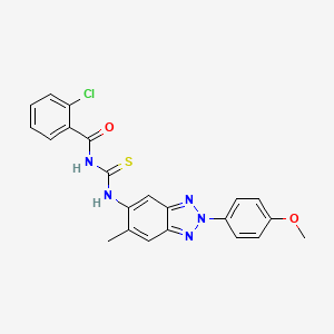 molecular formula C22H18ClN5O2S B3707421 2-chloro-N-({[2-(4-methoxyphenyl)-6-methyl-2H-1,2,3-benzotriazol-5-yl]amino}carbonothioyl)benzamide 