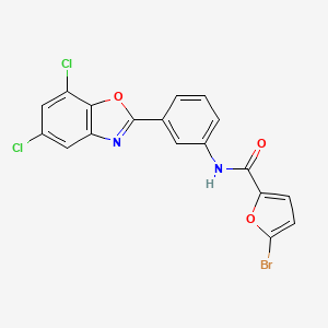 molecular formula C18H9BrCl2N2O3 B3707432 5-bromo-N-[3-(5,7-dichloro-1,3-benzoxazol-2-yl)phenyl]-2-furamide 