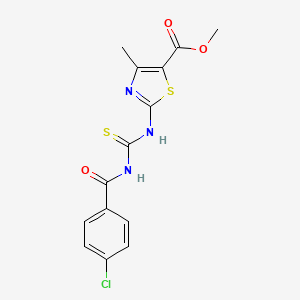 molecular formula C14H12ClN3O3S2 B3707519 methyl 2-({[(4-chlorobenzoyl)amino]carbonothioyl}amino)-4-methyl-1,3-thiazole-5-carboxylate 