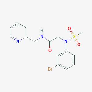 molecular formula C15H16BrN3O3S B3707532 N~2~-(3-bromophenyl)-N~2~-(methylsulfonyl)-N~1~-(2-pyridinylmethyl)glycinamide 