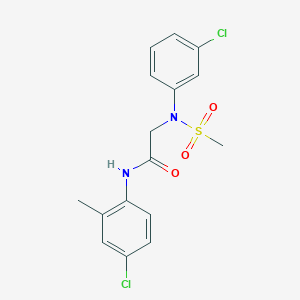 molecular formula C16H16Cl2N2O3S B3707551 N~1~-(4-chloro-2-methylphenyl)-N~2~-(3-chlorophenyl)-N~2~-(methylsulfonyl)glycinamide 