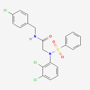 molecular formula C21H17Cl3N2O3S B3707556 2-[N-(benzenesulfonyl)-2,3-dichloroanilino]-N-[(4-chlorophenyl)methyl]acetamide 