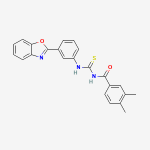 molecular formula C23H19N3O2S B3707560 N-{[3-(1,3-benzoxazol-2-yl)phenyl]carbamothioyl}-3,4-dimethylbenzamide 