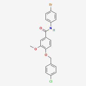 molecular formula C21H17BrClNO3 B3707595 N-(4-bromophenyl)-4-[(4-chlorophenyl)methoxy]-3-methoxybenzamide 