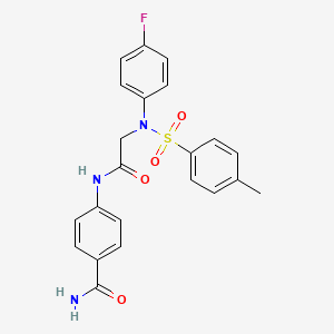 molecular formula C22H20FN3O4S B3707625 4-[[2-(4-fluoro-N-(4-methylphenyl)sulfonylanilino)acetyl]amino]benzamide 