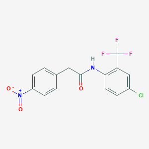 molecular formula C15H10ClF3N2O3 B3707732 N-[4-chloro-2-(trifluoromethyl)phenyl]-2-(4-nitrophenyl)acetamide 