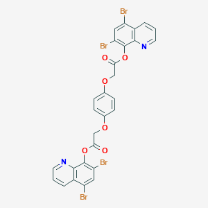 molecular formula C28H16Br4N2O6 B370774 5,7-Dibromo-8-quinolinyl(4-{2-[(5,7-dibromo-8-quinolinyl)oxy]-2-oxoethoxy}phenoxy)acetate 