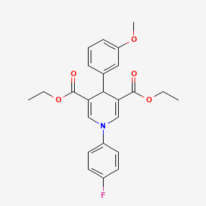 molecular formula C24H24FNO5 B3707773 3,5-DIETHYL 1-(4-FLUOROPHENYL)-4-(3-METHOXYPHENYL)-1,4-DIHYDROPYRIDINE-3,5-DICARBOXYLATE 