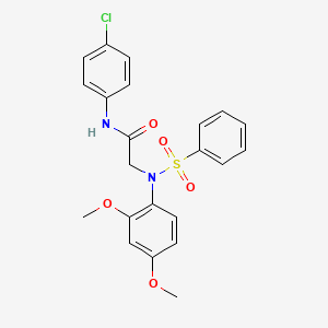 molecular formula C22H21ClN2O5S B3707823 2-[N-(benzenesulfonyl)-2,4-dimethoxyanilino]-N-(4-chlorophenyl)acetamide 