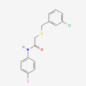 molecular formula C15H13ClINOS B3707864 2-[(3-chlorophenyl)methylsulfanyl]-N-(4-iodophenyl)acetamide 