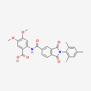 molecular formula C27H24N2O7 B3707949 2-[1,3-DIOXO-2-(2,4,6-TRIMETHYLPHENYL)-2,3-DIHYDRO-1H-ISOINDOLE-5-AMIDO]-4,5-DIMETHOXYBENZOIC ACID 