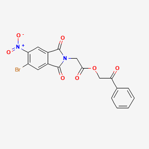 molecular formula C18H11BrN2O7 B3708038 2-OXO-2-PHENYLETHYL 2-(5-BROMO-6-NITRO-1,3-DIOXO-1,3-DIHYDRO-2H-ISOINDOL-2-YL)ACETATE 