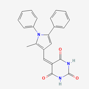 molecular formula C22H17N3O3 B3708055 5-[(2-methyl-1,5-diphenyl-1H-pyrrol-3-yl)methylidene]pyrimidine-2,4,6(1H,3H,5H)-trione 