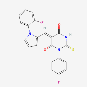 (5Z)-1-(4-fluorophenyl)-5-[[1-(2-fluorophenyl)pyrrol-2-yl]methylidene]-2-sulfanylidene-1,3-diazinane-4,6-dione