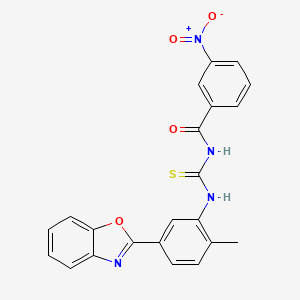 molecular formula C22H16N4O4S B3708145 N-[[5-(1,3-benzoxazol-2-yl)-2-methylphenyl]carbamothioyl]-3-nitrobenzamide 