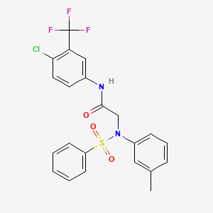 molecular formula C22H18ClF3N2O3S B3708220 N~1~-[4-chloro-3-(trifluoromethyl)phenyl]-N~2~-(3-methylphenyl)-N~2~-(phenylsulfonyl)glycinamide 