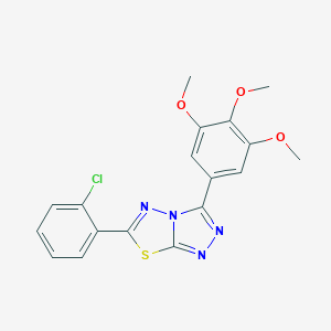 molecular formula C18H15ClN4O3S B370823 6-(2-Chlorophenyl)-3-(3,4,5-trimethoxyphenyl)[1,2,4]triazolo[3,4-b][1,3,4]thiadiazole CAS No. 577699-79-7