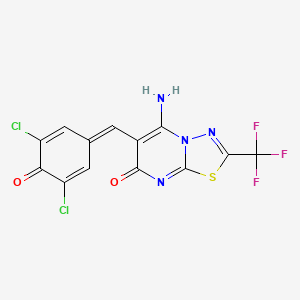 5-Amino-6-[(3,5-dichloro-4-oxocyclohexa-2,5-dien-1-ylidene)methyl]-2-(trifluoromethyl)-[1,3,4]thiadiazolo[3,2-a]pyrimidin-7-one