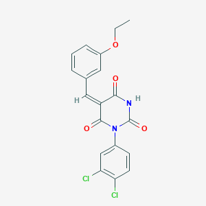 molecular formula C19H14Cl2N2O4 B3708249 (5E)-1-(3,4-dichlorophenyl)-5-[(3-ethoxyphenyl)methylidene]-1,3-diazinane-2,4,6-trione 