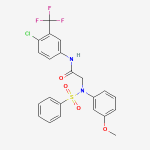 molecular formula C22H18ClF3N2O4S B3708292 N-[4-chloro-3-(trifluoromethyl)phenyl]-N~2~-(3-methoxyphenyl)-N~2~-(phenylsulfonyl)glycinamide 