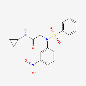 2-[N-(benzenesulfonyl)-3-nitroanilino]-N-cyclopropylacetamide