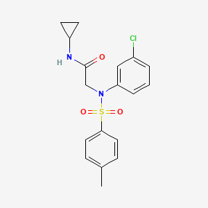 molecular formula C18H19ClN2O3S B3708371 2-(3-chloro-N-(4-methylphenyl)sulfonylanilino)-N-cyclopropylacetamide 