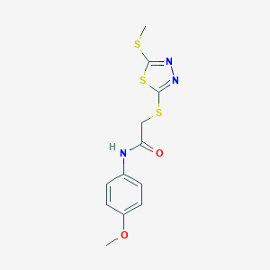 molecular formula C12H13N3O2S3 B370841 N-(4-methoxyphenyl)-2-{[5-(methylsulfanyl)-1,3,4-thiadiazol-2-yl]sulfanyl}acetamide CAS No. 720669-19-2