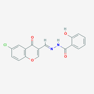 molecular formula C17H11ClN2O4 B370845 N'-[(6-chloro-4-oxo-4H-chromen-3-yl)methylene]-2-hydroxybenzohydrazide 