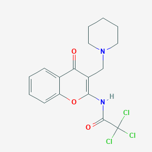 2,2,2-trichloro-N-[4-oxo-3-(1-piperidinylmethyl)-4H-chromen-2-yl]acetamide