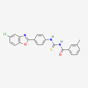 molecular formula C22H16ClN3O2S B3708591 N-{[4-(5-chloro-1,3-benzoxazol-2-yl)phenyl]carbamothioyl}-3-methylbenzamide 